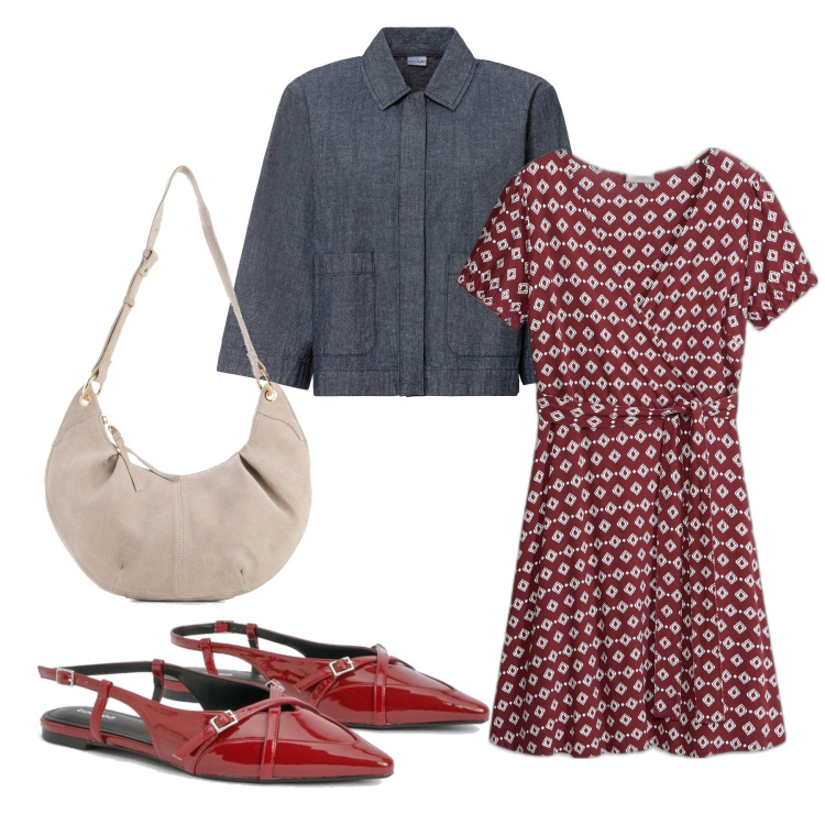 Outfit femme - Voilà le printemps. Style Romantique pour Bureau. Assortir avec robes longues, sacs en bandoulière, pantalon , ballerines.