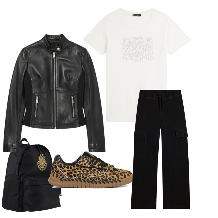 Outfit donna - Urban Jungle Rebel. Stile Casual chic per Tutti i giorni. Abbinamento con zaini, t-shirt, pantaloni cargo, giacche, sneakers.