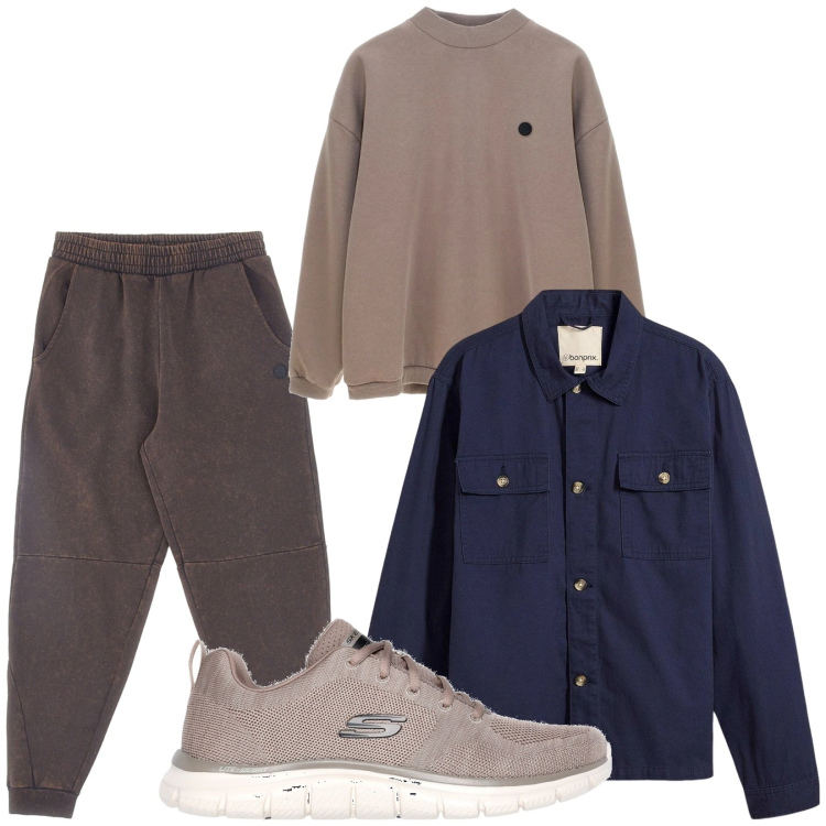 Outfit uomo - Total look #2350542. Stile Casual per Tutti i giorni. Abbinamento con giacche, sneakers, felpe, pantaloni.