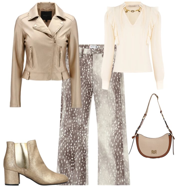 Outfit donna - Glamour serata evento speciale. Stile Glamour per Serata fuori. Abbinamento con stivaletti chelsea, pantaloni, giacche, borse a tracolla, bluse.