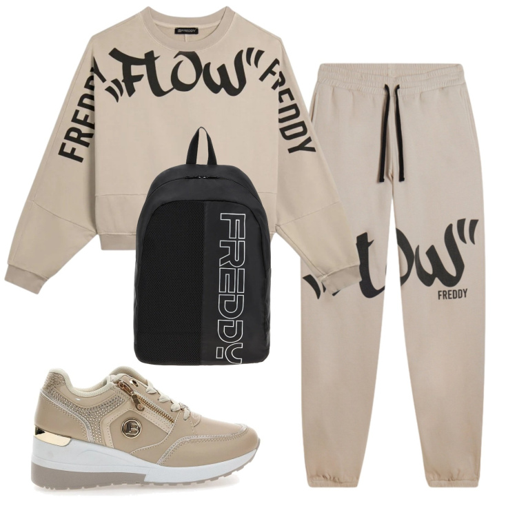 Outfit donna - Total look #2350576. Stile Casual per Sport. Abbinamento con zaini, pantaloni, felpe, sneakers.