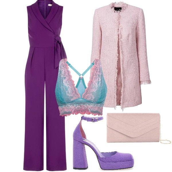 Outfit donna - Cerimonia di primavera. Stile Bon Ton per Cerimonia. Abbinamento con pochette, reggiseni, blazer, tute, décolleté.
