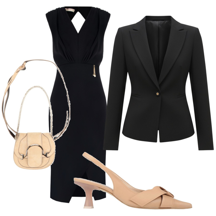 Outfit donna - Marzo. Stile Casual per Tutti i giorni. Abbinamento con marsupi, décolleté, blazer, vestiti asimmetrici.