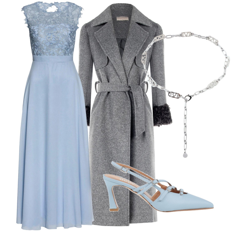 Outfit donna - Cerimonia. Stile Glamour per Cerimonia. Abbinamento con décolleté, vestiti lunghi, cinture, cappotti.