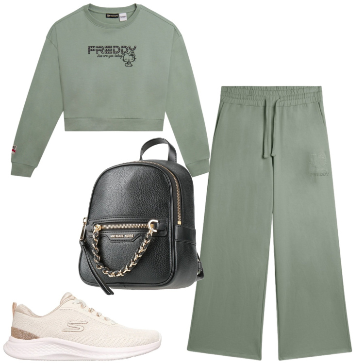 Outfit donna - Freddy. Stile Casual per Tutti i giorni. Abbinamento con zaini, pantaloni, felpe, sneakers.