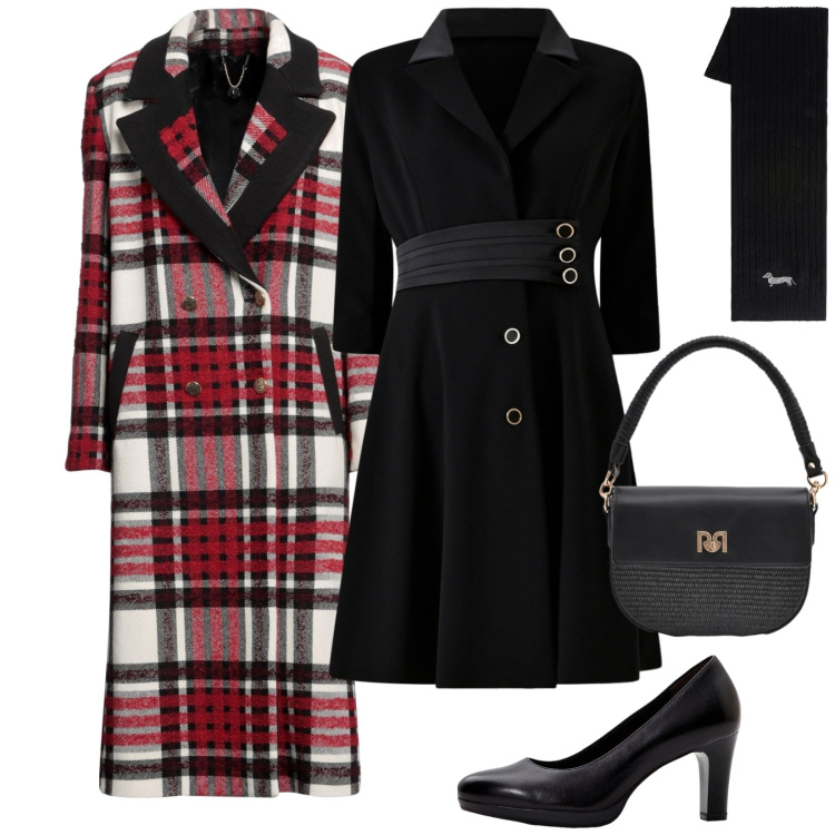 Outfit donna - Total look #2350729. Stile Bon Ton per Serata fuori. Abbinamento con cappotti, décolleté, sciarpe, borse a spalla, vestiti midi/longuette.