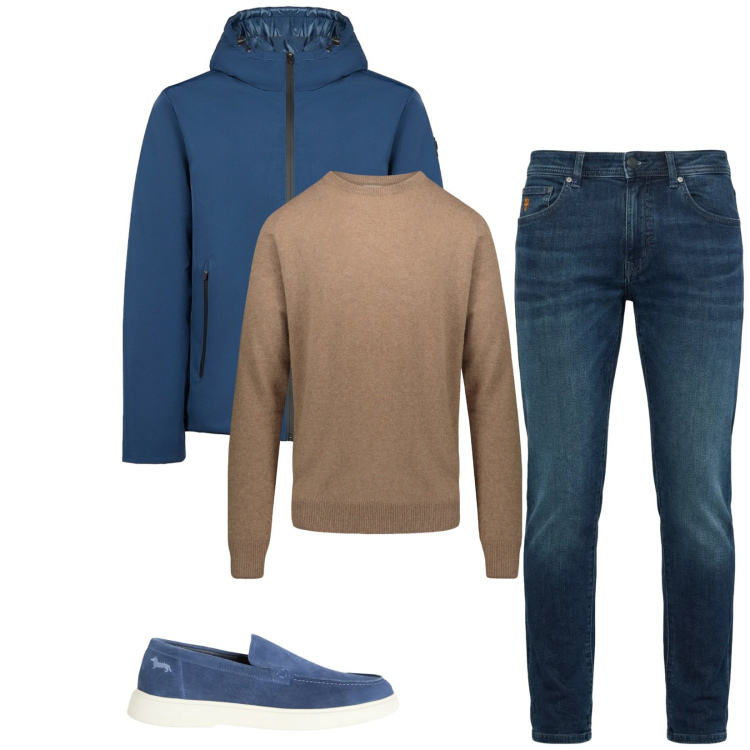 Outfit uomo - Total look #2350730. Stile Urban per Tutti i giorni. Abbinamento con jeans slim fit, sneakers, parka, maglieria.