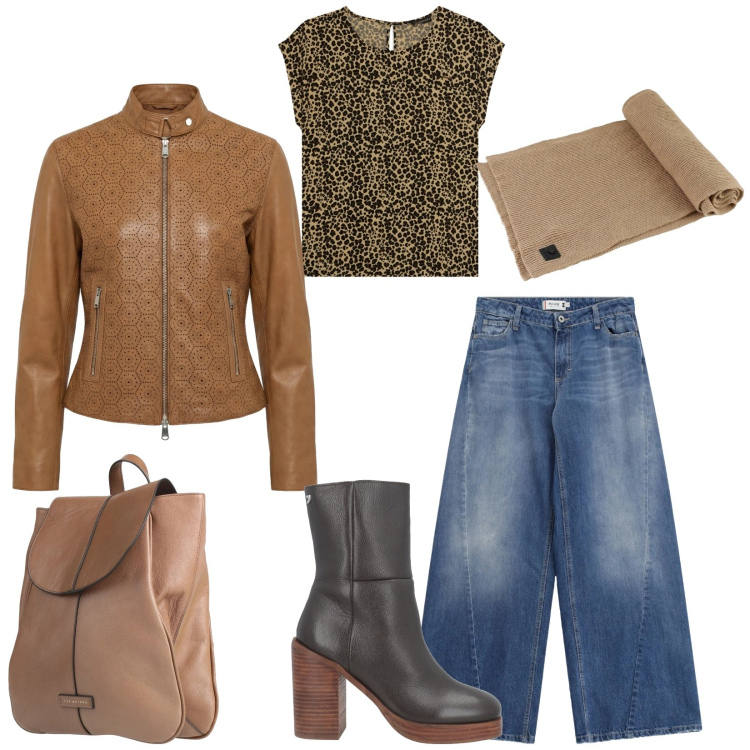 Outfit donna - Total look #2350736. Stile Urban per Tutti i giorni. Abbinamento con stivaletti, zaini, giacche, jeans, t-shirt, sciarpe.