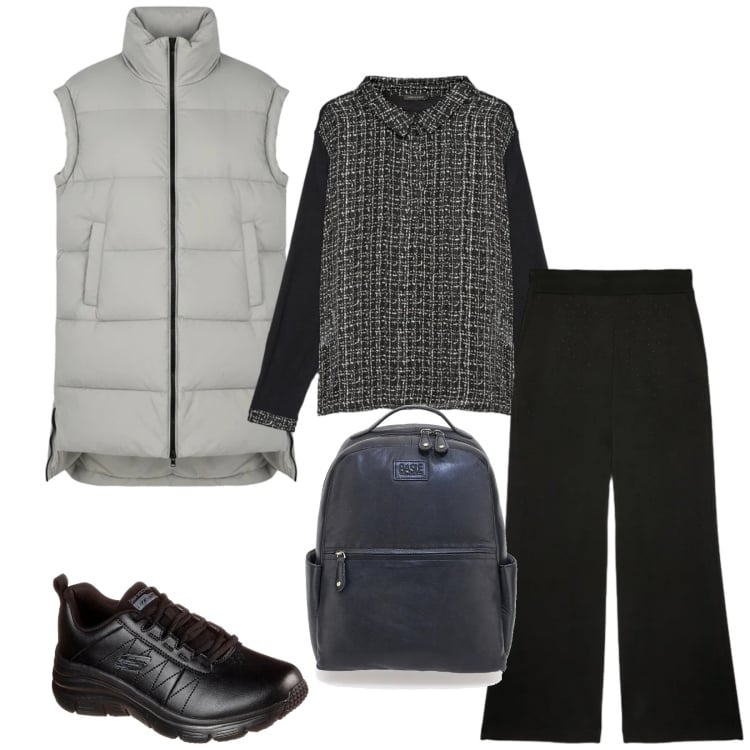 Outfit donna - Total look #2350741. Stile Sporty chic per Tutti i giorni. Abbinamento con camicie, pantaloni, piumini, sneakers, zaini.