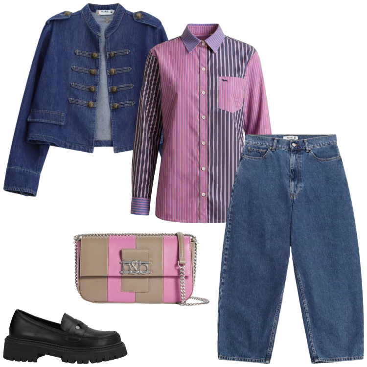 Outfit donna - Total look #2350742. Stile Casual chic per Tutti i giorni. Abbinamento con mocassini, borse a spalla, camicie, blazer, jeans.