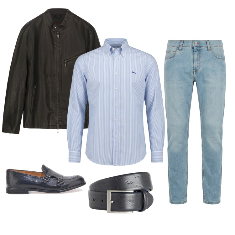 Outfit uomo - Grinta e Raffinatezza. Stile Urban per Tutti i giorni. Abbinamento con jeans slim fit, cinture, camicie, scarpe stringate, giacche.