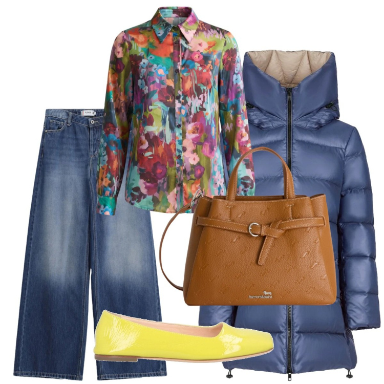 Outfit donna - Colori sgargianti. Stile Casual chic per Tutti i giorni. Abbinamento con ballerine, camicie, borse a mano, jeans, cappotti.