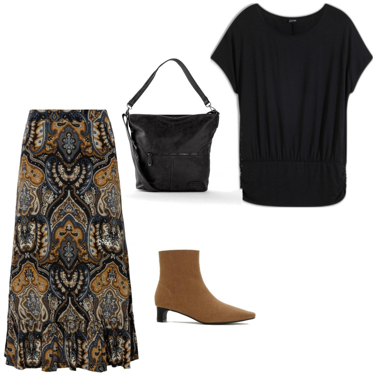 Outfit femme - Basique #810. Style Basique pour Tous les jours. Assortir avec jupes longues, t-shirts, bottines, sacs à main.