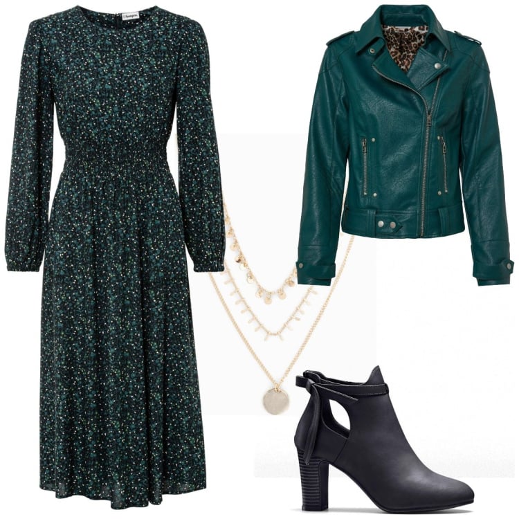 Outfit femme - Basique #814. Style Basique pour Tous les jours. Assortir avec robes mi-longues/au genou, blazers, colliers, bottines.