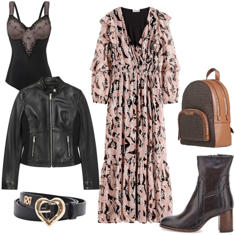 Outfit donna - Total look #2350840. Stile Urban per Tutti i giorni. Abbinamento con zaini, vestiti, body, cinture, giacche, stivaletti.