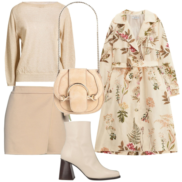 Outfit donna - Look. Stile Casual per Tutti i giorni. Abbinamento con minigonne, marsupi, pullovers, stivaletti, trench.