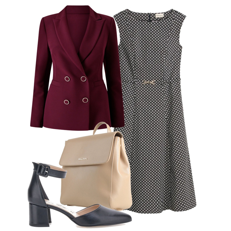 Outfit donna - Ufficio in mary jane. Stile Bon Ton per Ufficio. Abbinamento con zaini, vestiti, blazer, décolleté.