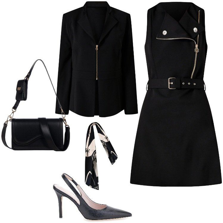 Outfit donna - Un aperitivo che si prolunga fino a sera. Stile Casual chic per Serata fuori. Abbinamento con vestiti corti, pochette, sciarpe, blazer, décolleté.