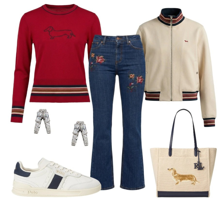 Outfit donna - Total look #2350888. Abbinamento con maglieria, felpe, jeans, borse tote, orecchini, sneakers.