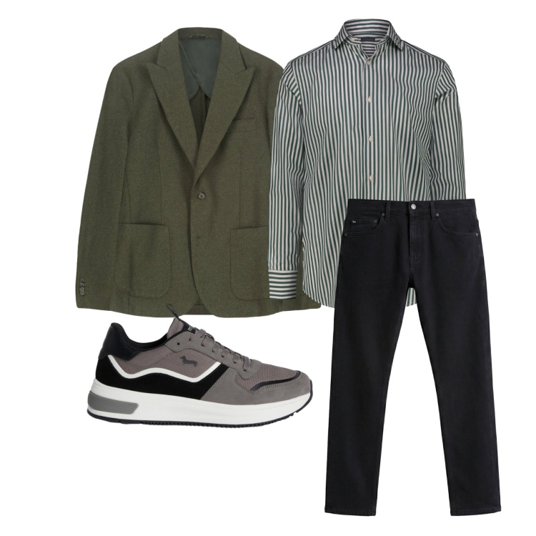 Outfit uomo - Marzo. Stile Casual per Tutti i giorni. Abbinamento con jeans, sneakers, camicie, giacche.