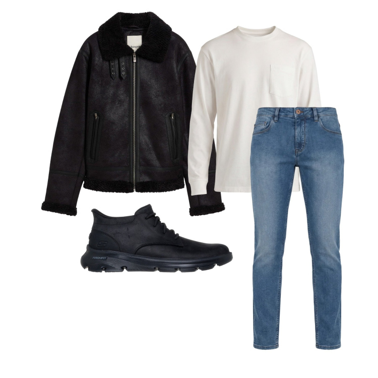 Outfit uomo - Marzo. Stile Trendy per Tutti i giorni. Abbinamento con giacche, t-shirt, jeans, stivali e stivaletti.