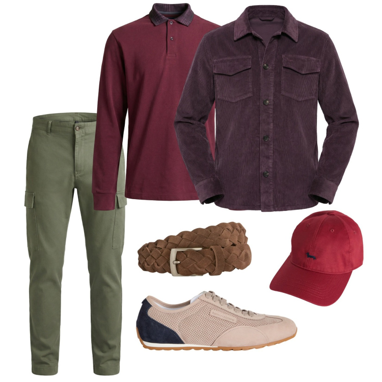 Outfit uomo - Summer diaries. per Tutti i giorni. Abbinamento con cappelli, pantaloni cargo, sneakers, cinture, polo, cappotti.