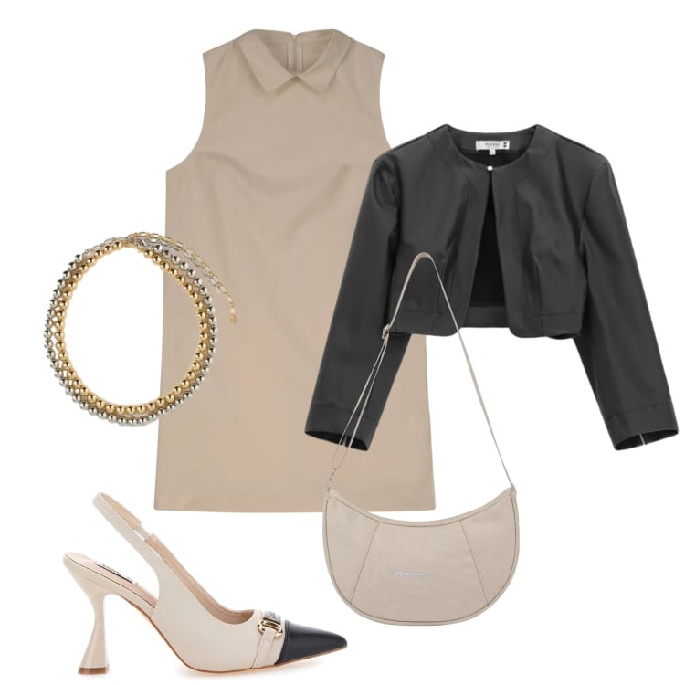 Outfit donna - Slingback bicolor. Stile Chic per Tutti i giorni. Abbinamento con collane, borse a spalla, blazer, vestiti a tubino, décolleté.
