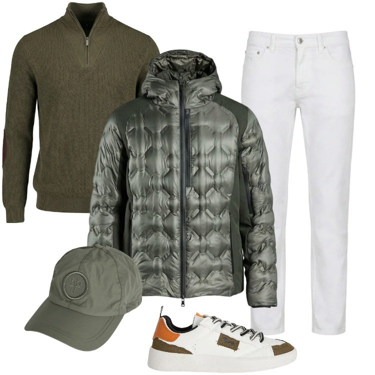 Outfit uomo - Total look #2351080. Stile Trendy per Tutti i giorni. Abbinamento con sneakers, cappelli, pantaloni, maglieria, piumini.