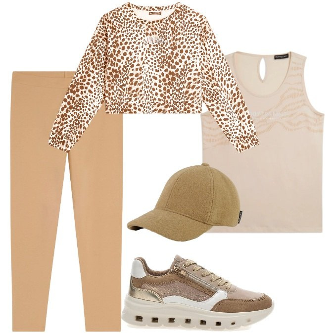Outfit donna - Movimento e respirazione. Stile Sporty chic per Sport. Abbinamento con felpe, canottiere, leggings, cappelli, sneakers.