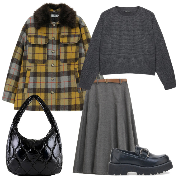 Outfit donna - Total look #2351133. Stile Basic per Tutti i giorni. Abbinamento con maglieria, gonne lunghe, cappotti, borse tote, mocassini.