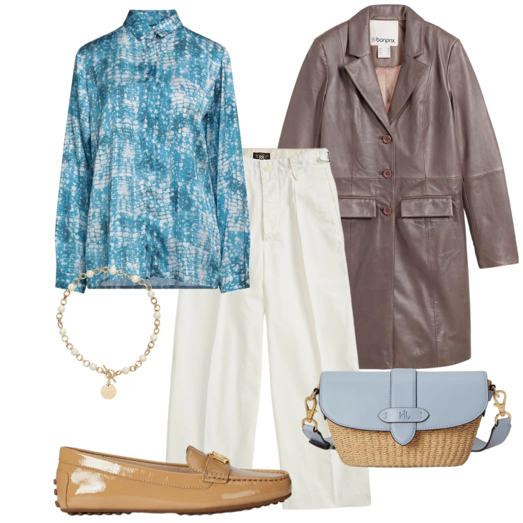 Outfit donna - Trench chic. Stile Casual chic per Tutti i giorni. Abbinamento con camicie, cappotti, pantaloni, collane, mocassini, borse a spalla.
