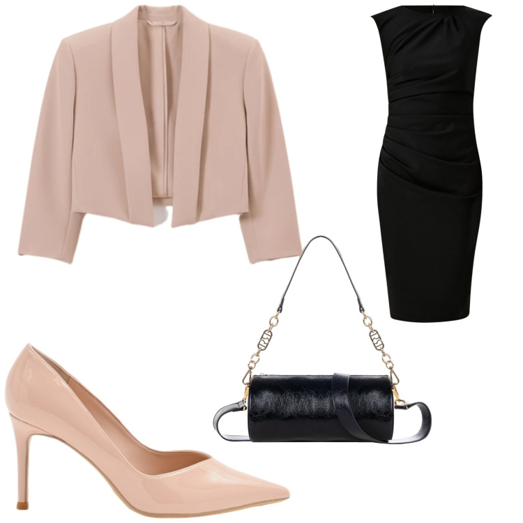 Outfit donna - Rinascimento: SS26. Stile Bon Ton per Serata fuori. Abbinamento con vestiti a tubino, bolero, décolleté, borse a mano.