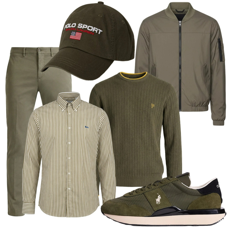 Outfit uomo - Comodità e sneakers. Stile Casual per Tutti i giorni. Abbinamento con pantaloni chino, camicie, maglieria, bomber, sneakers, cappelli.