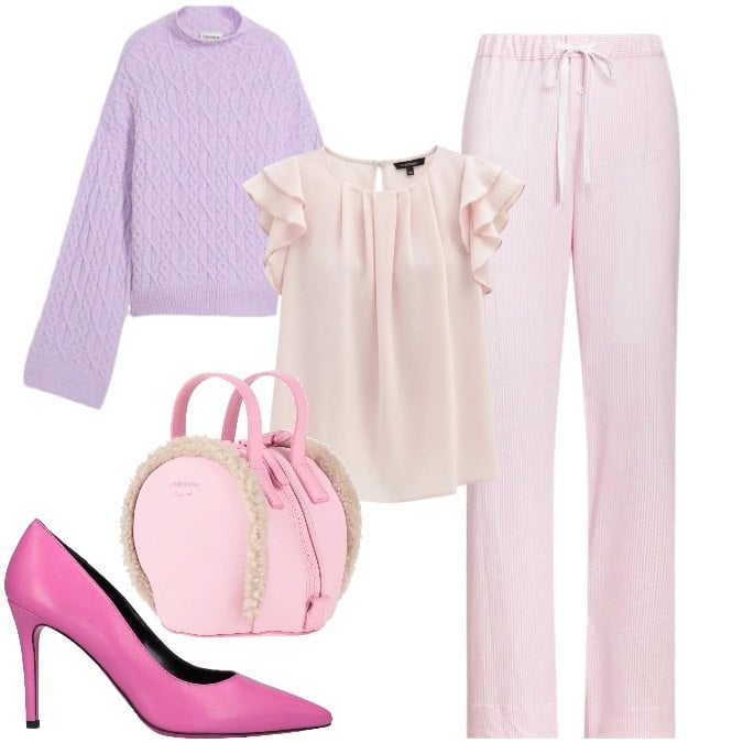 Outfit donna - Copy of Il potere dei colori pastello -. Stile Casual chic per Tutti i giorni. Abbinamento con décolleté, zaini, maglieria, top, pantaloni.