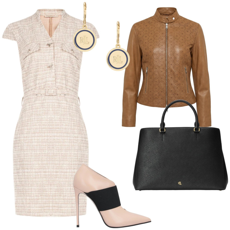 Outfit donna - Bantoa primavera. per Ufficio. Abbinamento con stivaletti, giacche, vestiti midi/longuette, orecchini, borse a mano.