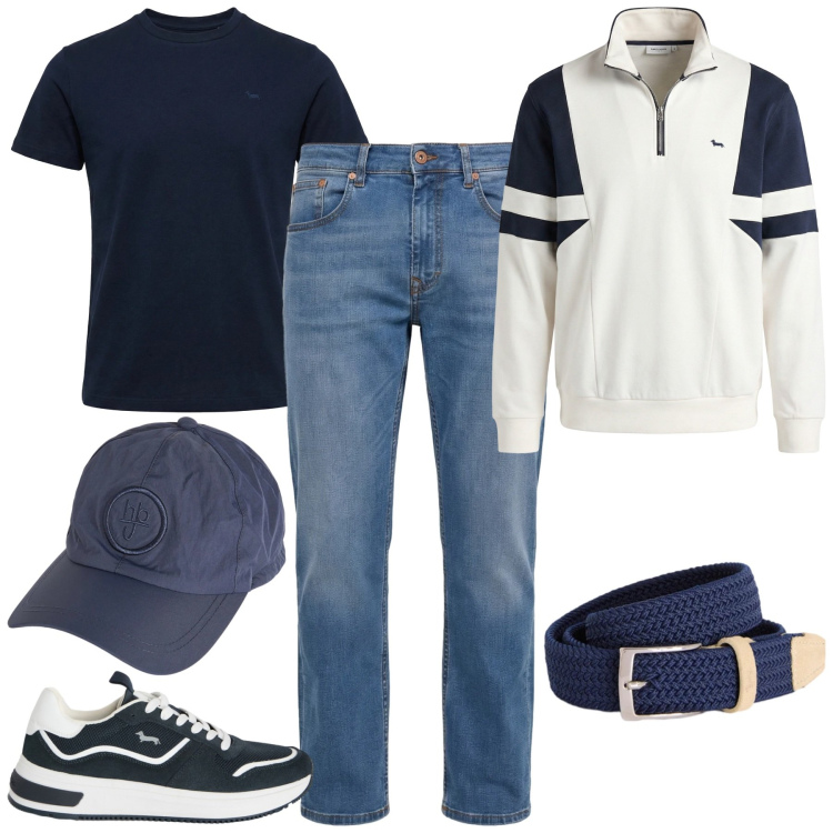 Outfit uomo - Summer Diaries - Harmont & Blaime. Stile Casual per Tutti i giorni. Abbinamento con jeans, felpe, cinture, sneakers, cappelli, t-shirt.