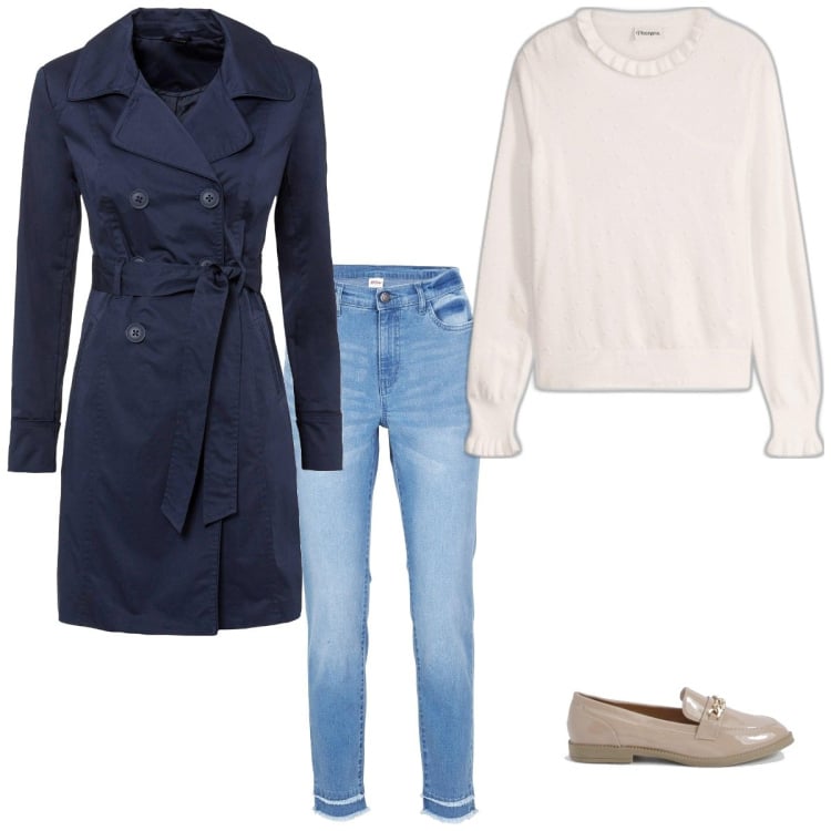 Outfit femme - Basique #829. Style Basique pour Tous les jours. Assortir avec pulls, jeans, imperméable, mocassins.