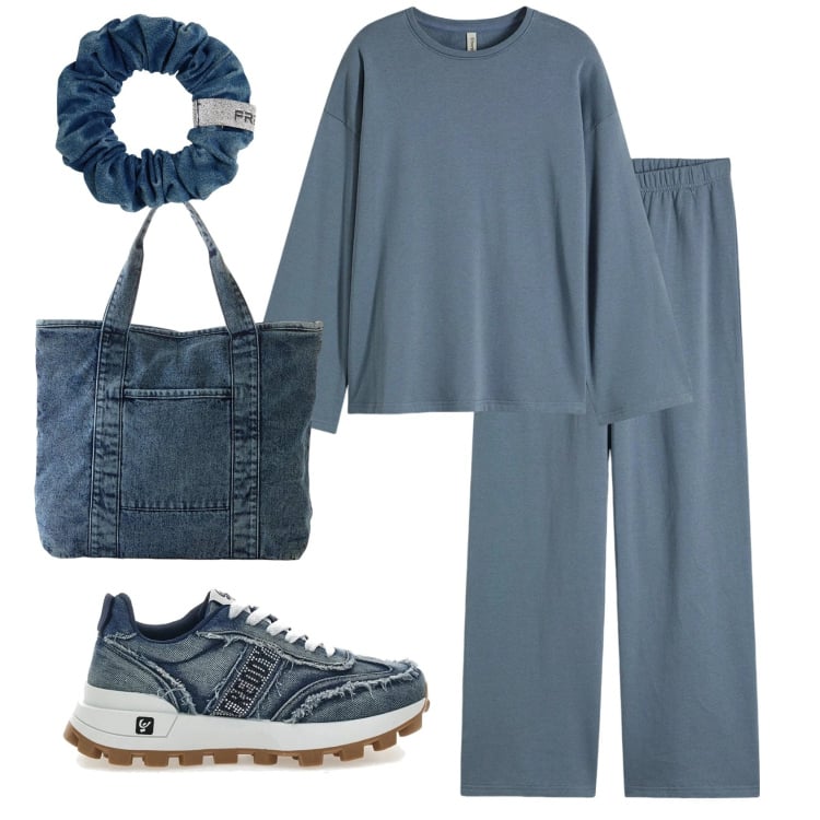 Outfit donna - Total look #2351348. Stile Basic per Tutti i giorni. Abbinamento con tute, shopping bag, accessori per capelli, sneakers.