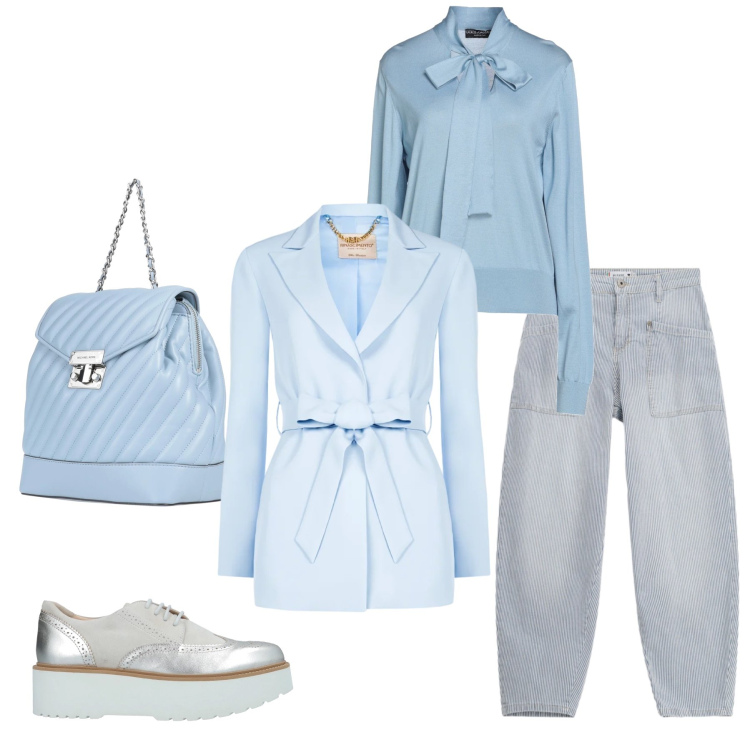 Outfit donna - Spring Sophistication. Stile Romantica per Tutti i giorni. Abbinamento con pullovers, scarpe stringate, zaini, jeans, blazer.