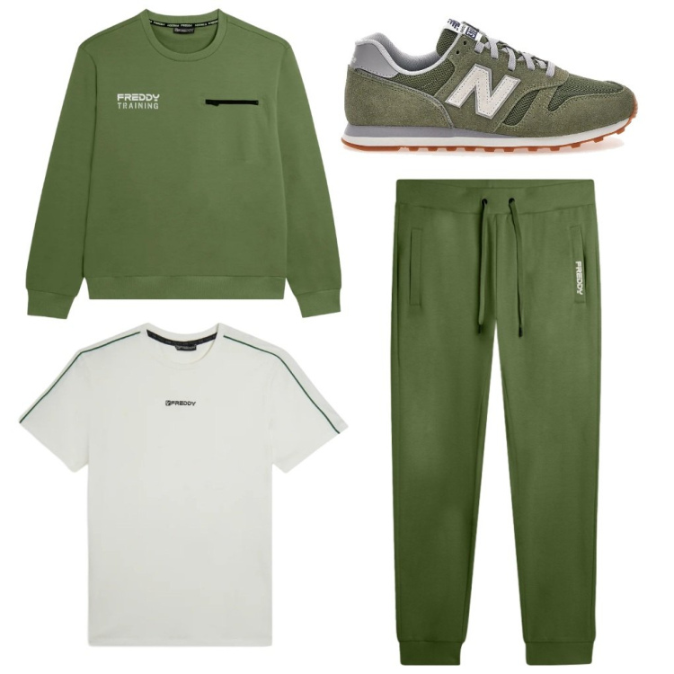 Outfit uomo - Alex: anima green. Stile Urban per Sport. Abbinamento con t-shirt sportive, felpe, pantaloni, sneakers.