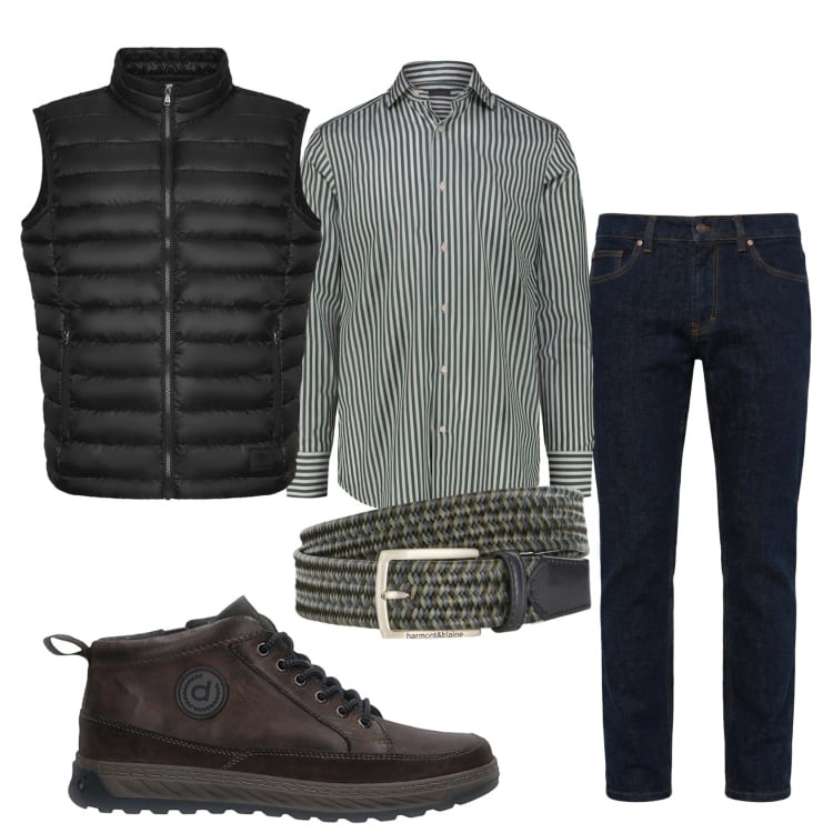 Outfit uomo - Total look #2351439. Stile Casual per Tutti i giorni. Abbinamento con jeans, cinture, piumini, camicie, sneakers.