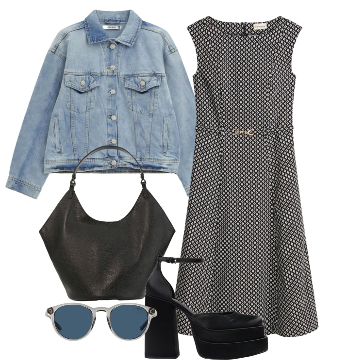 Outfit donna - Blue is the New Season. Stile Chic per Tutti i giorni. Abbinamento con décolleté, vestiti, borse a spalla, blazer, occhiali da sole.