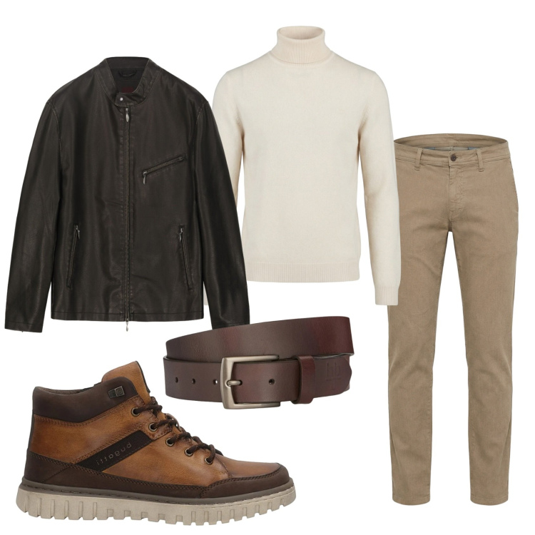 Outfit uomo - Total look #2351447. Stile Casual per Tutti i giorni. Abbinamento con pantaloni, maglieria, cinture, anfibi, giacche.