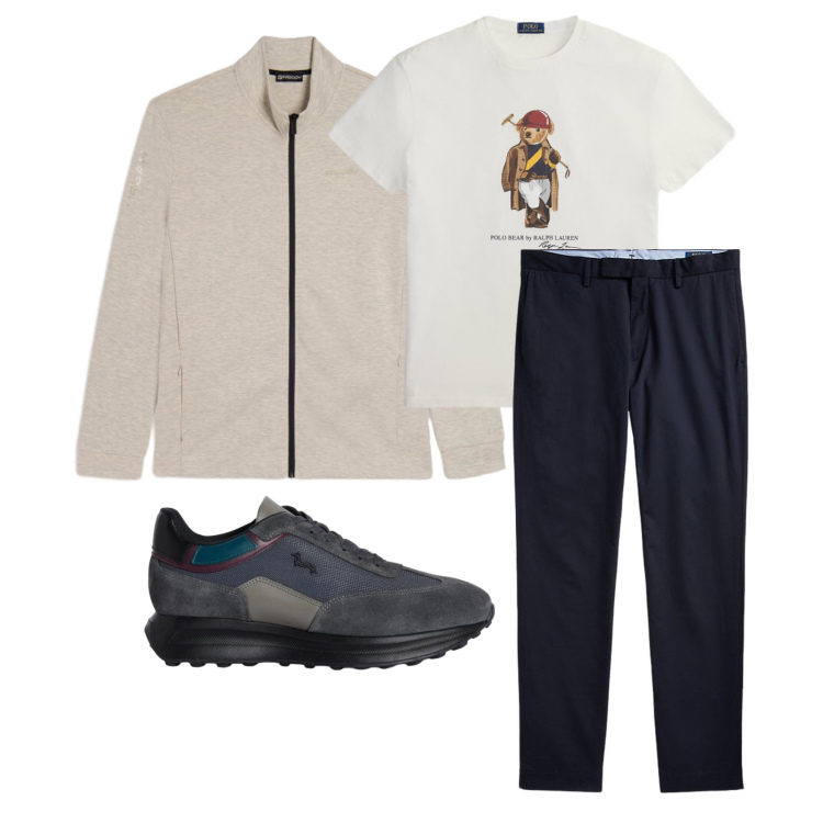 Outfit uomo - Marzo. Stile Urban per Tutti i giorni. Abbinamento con sneakers, felpe, pantaloni chino, t-shirt.