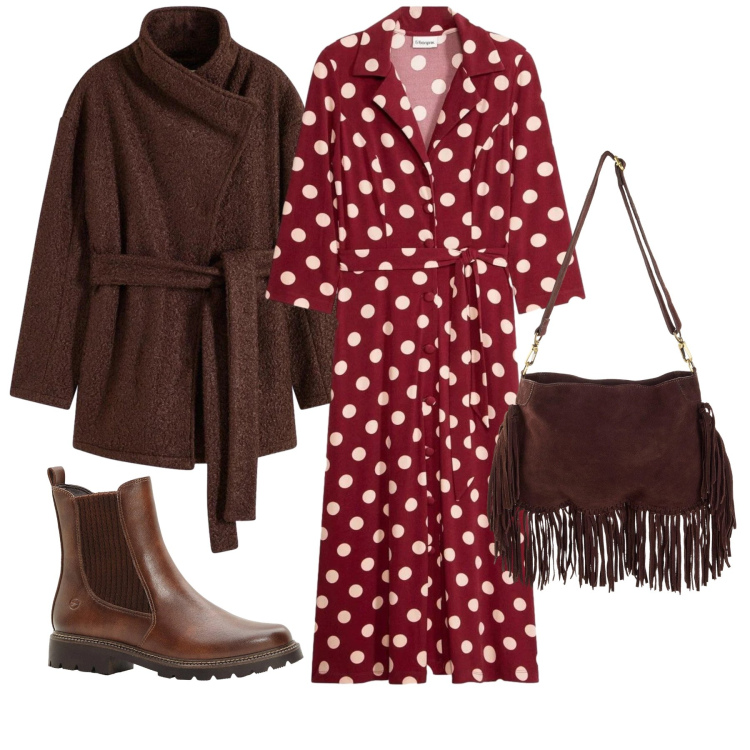 Outfit donna - Marzo. Stile Trendy per Tutti i giorni. Abbinamento con blazer, vestiti chemisier, borse a tracolla, stivaletti.