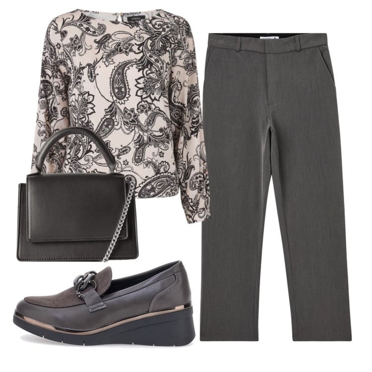 Outfit donna - Total look #2351771. Stile Basic per Ufficio. Abbinamento con borse a tracolla, pantaloni chino, bluse, mocassini.