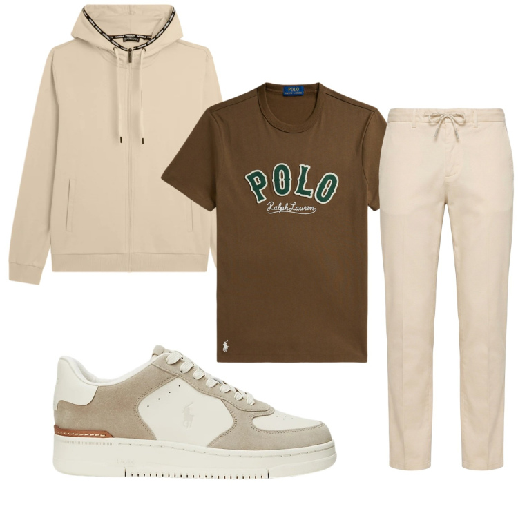 Outfit uomo - Total look #2351860. Stile Trendy per Sport. Abbinamento con pantaloni, felpe con cappuccio, sneakers, t-shirt.