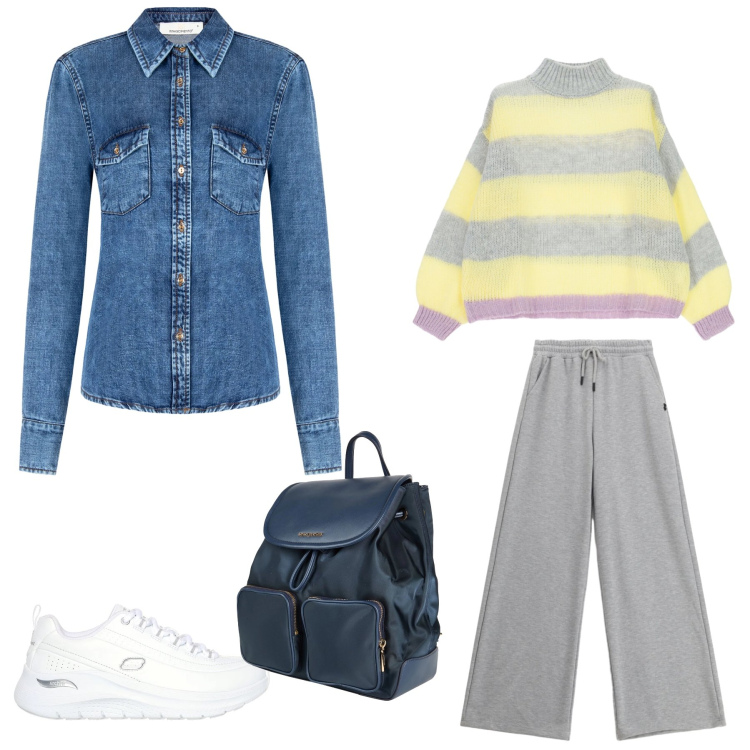 Outfit donna - Easy Weekend. Stile Casual chic per Tutti i giorni. Abbinamento con zaini, maglieria, pantaloni, camicie, sneakers.