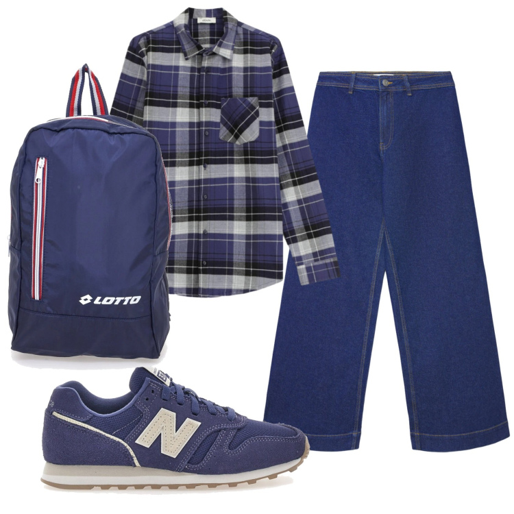 Outfit donna - Total look #2351898. Stile Casual per Tutti i giorni. Abbinamento con jeans, camicie, sneakers, zaini.