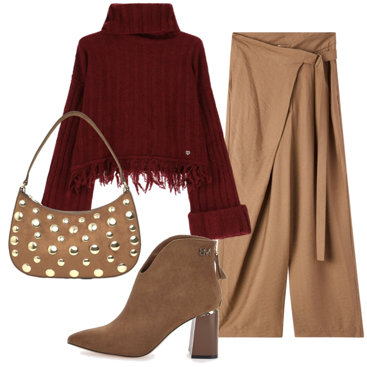 Outfit donna - Total look #2351929. Stile Chic per Serata fuori. Abbinamento con pantaloni, borse a tracolla, maglieria, stivaletti.